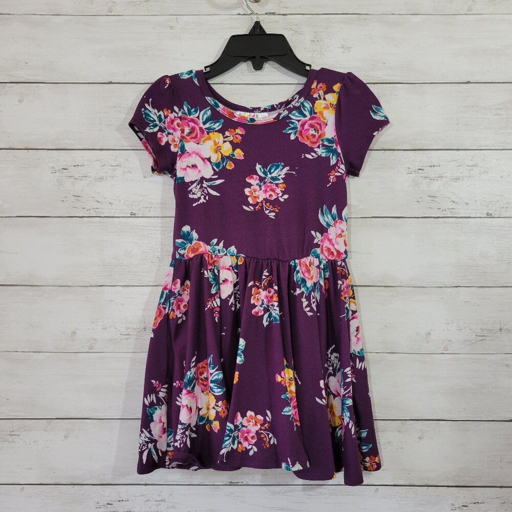 Dot Dot Smile Purple Floral Baby Girl Toddler Kids Dress Roses Spring Size 2T